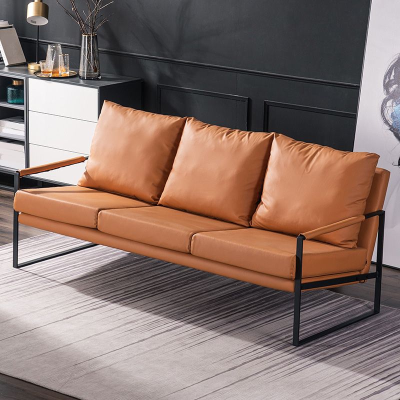 Mid Century Modern 32.2"H Faux Leather Square Arm Sofa for Living Room
