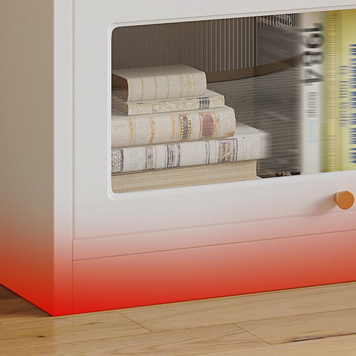 White Bookshelf Contemporary Style Bookcase with Door for Home Office