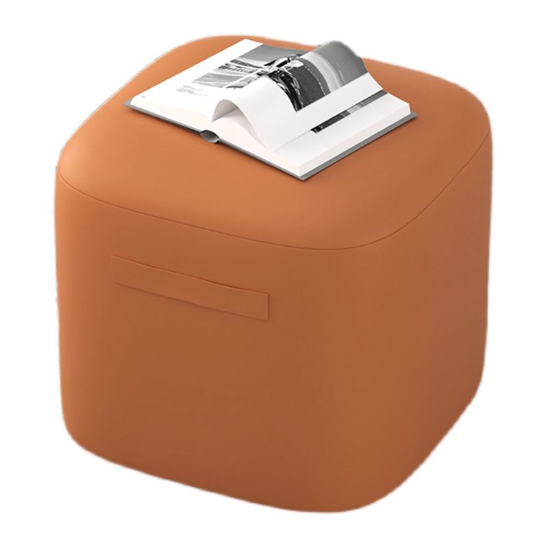 Trendy Square Leather Ottoman Plain Waterproof Indoor Foot Cube Ottoman Stool