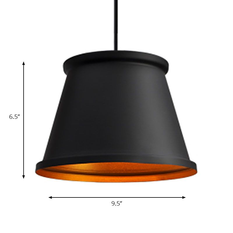 Lucina colgante cónica en negro/negro Costeo de techo de metal moderno para comedor para comedor
