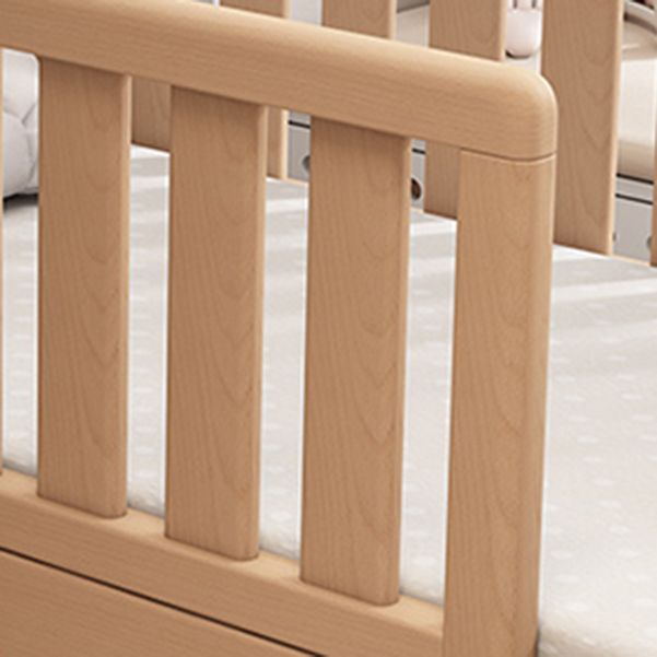 Farmhouse Beech Nursery Bed Solid Wood Baby Crib with Guardrails