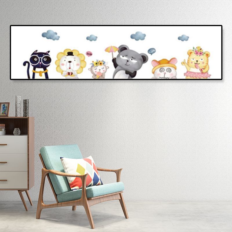 Dessin d'animaux sur toile, couleur Pastel, décoration murale de dessin animé pour chambre d'enfant