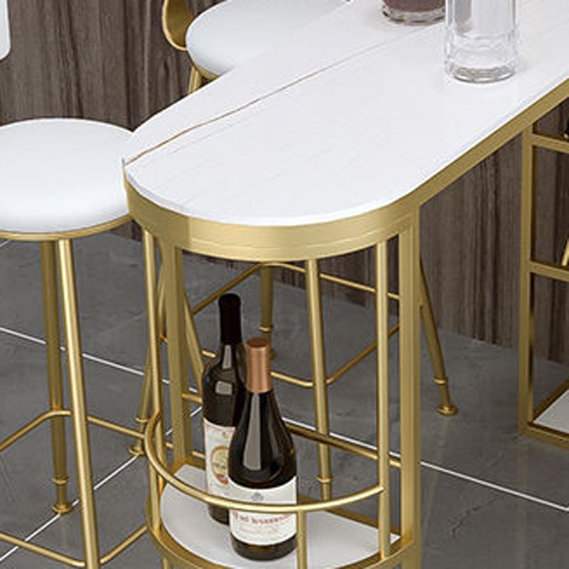Glam Style 1/2/3 Pieces Bar Table Set Rectangle Bar Table with High Stools for Home