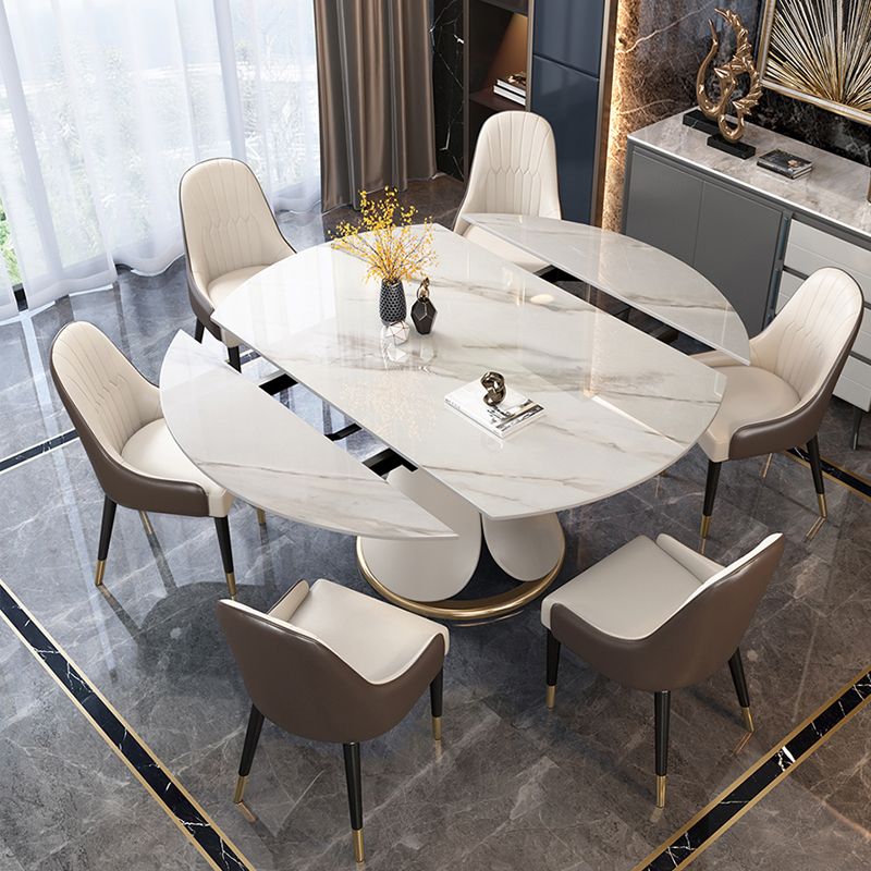 Traditionele luxe ronde eettafel Gesinterde stenen tafel met voetstuk