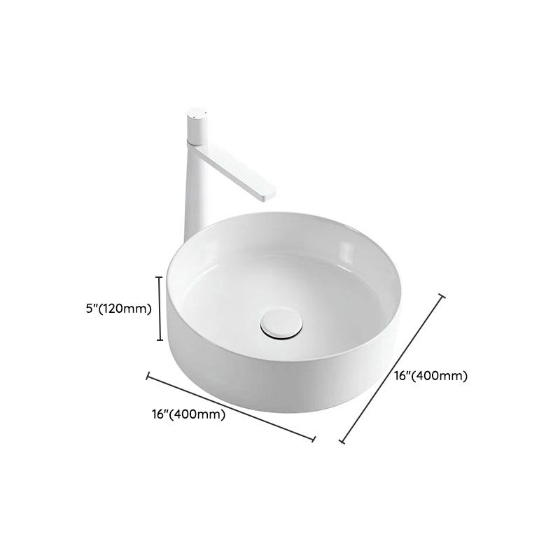 Modern Round Sink Ceramic Metal Undermount Bathroom Sink in White(Not Included Faucet)