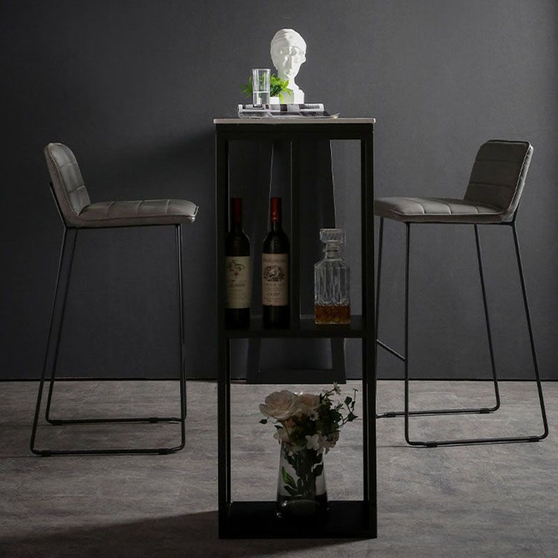 42-inch Height Cocktail Bar Table Industrial Style Metal Base Bar Height Storage Table