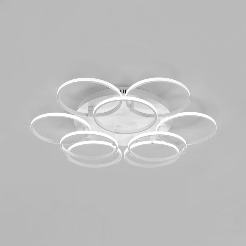 Multi Ring Semi Flush Light Minimalist Acrylic 3/9/12 Lights White Semi Flush Ceiling Light for Living Room