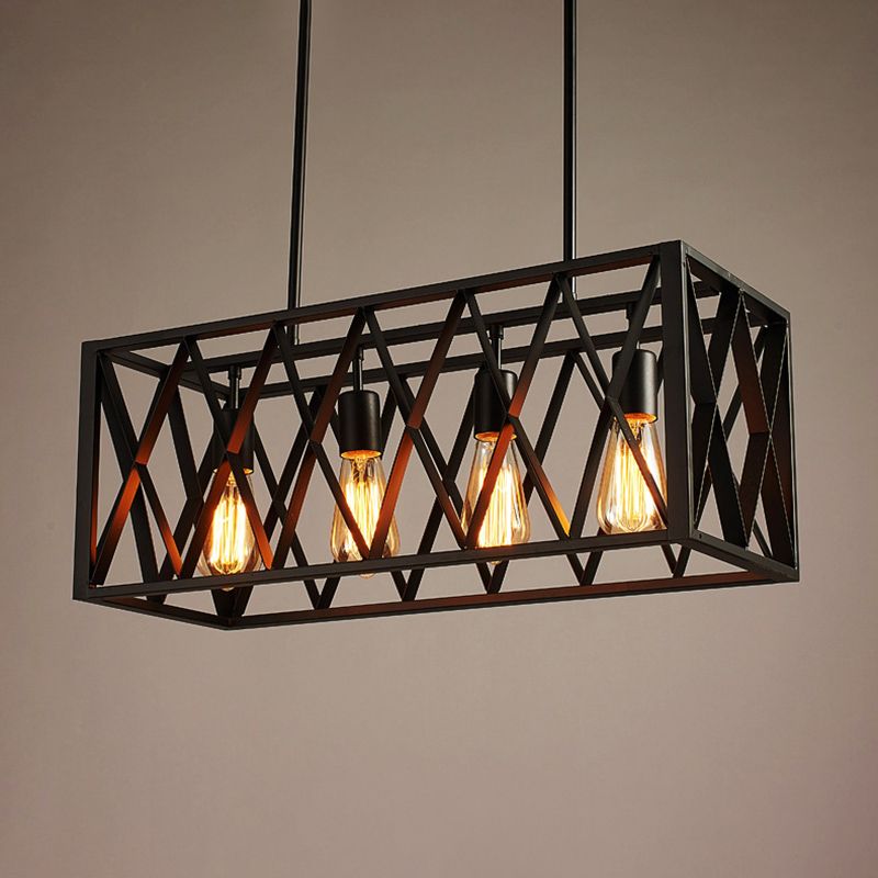 Vintage Industrial Island Lamp Black Iron Iron Cage Isola Pendanti per caffetteria