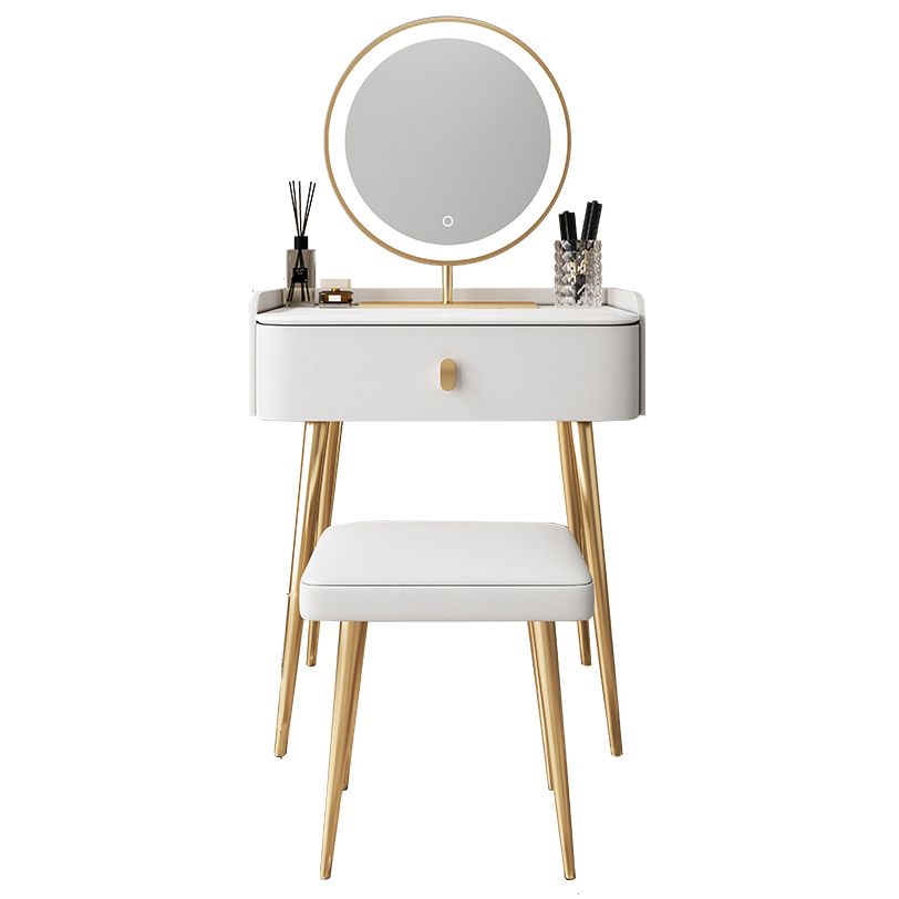 Glam Marble Makeup Vanity Set With Drawer for Bedroom in White