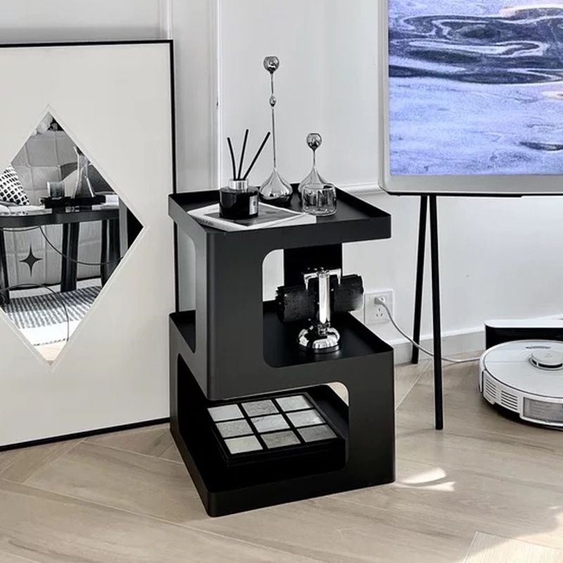 21.7" Tall Block End Table 3-Tier Metal Accent Side Table for Living Room