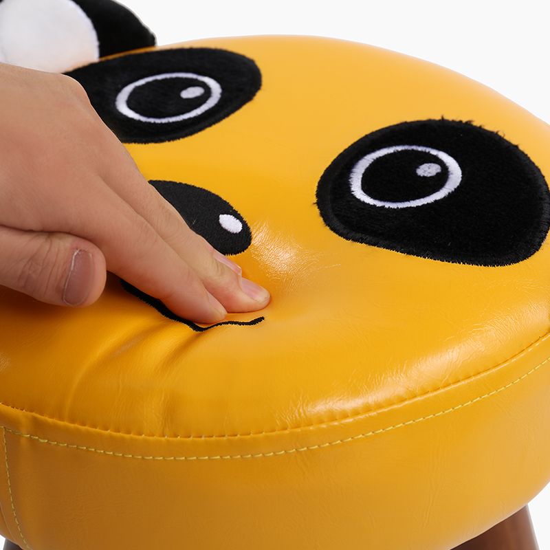 Modern Water Resistant Ottoman Specialty Shape Yellow Leather Standard