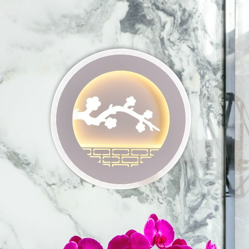 Simplicité Cercle Conce Light avec voilier / arbre Salle d'étude en acrylique LED LEMPUR MUR ALIMENTATION EN BLANC