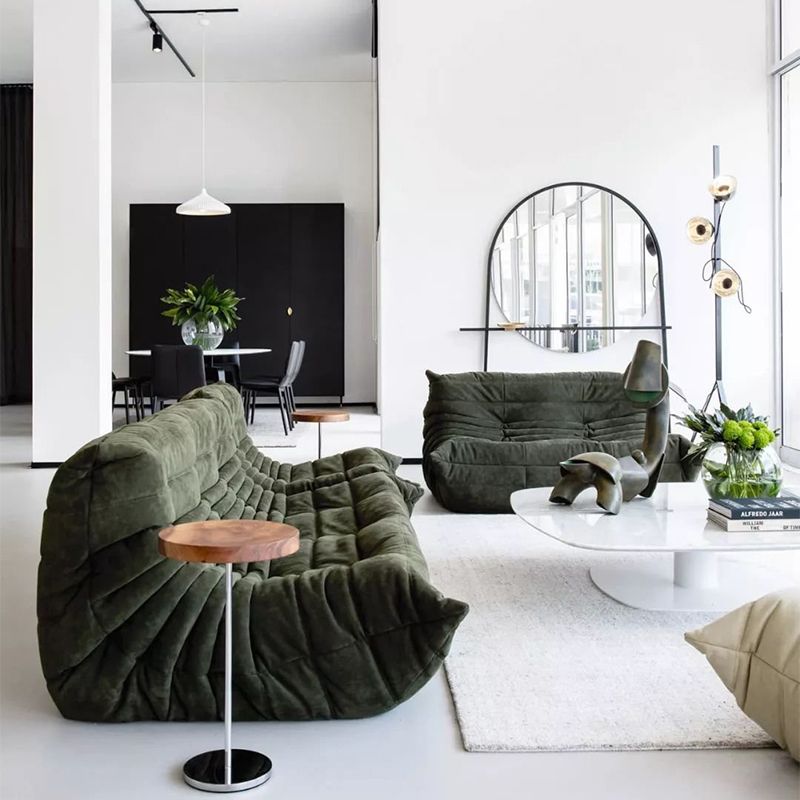 Ultra-Modern Single Seat Biscuit Back Sofa 35.43"D x 39.37"W x 27.6"H Armless Sofa