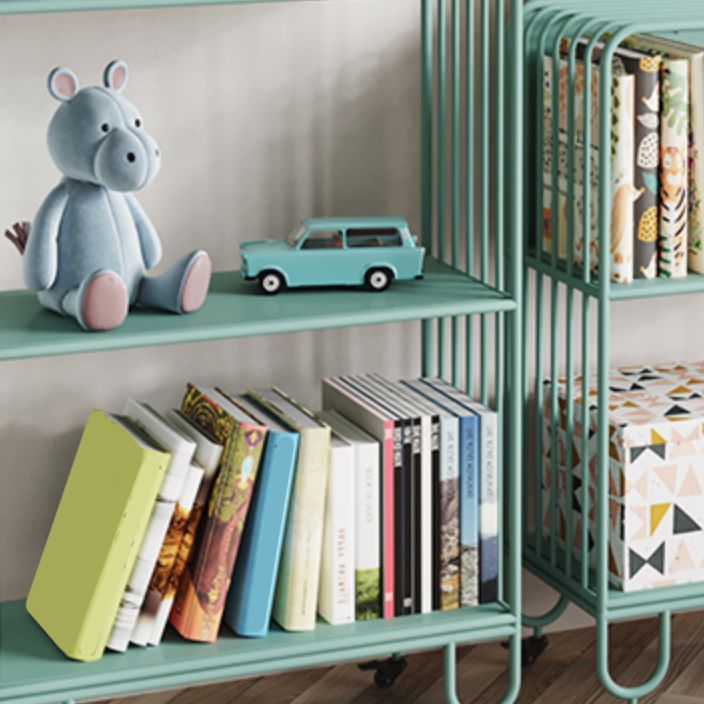 Contemporary Metal Bookshelf Standard Shelves Included Bookcase
