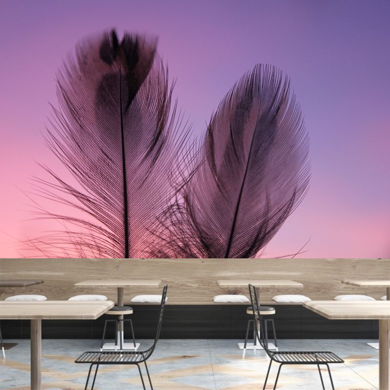 Contemporary Cute Feather Mural Wallpaper Wall Covering for Living Room Bedroom