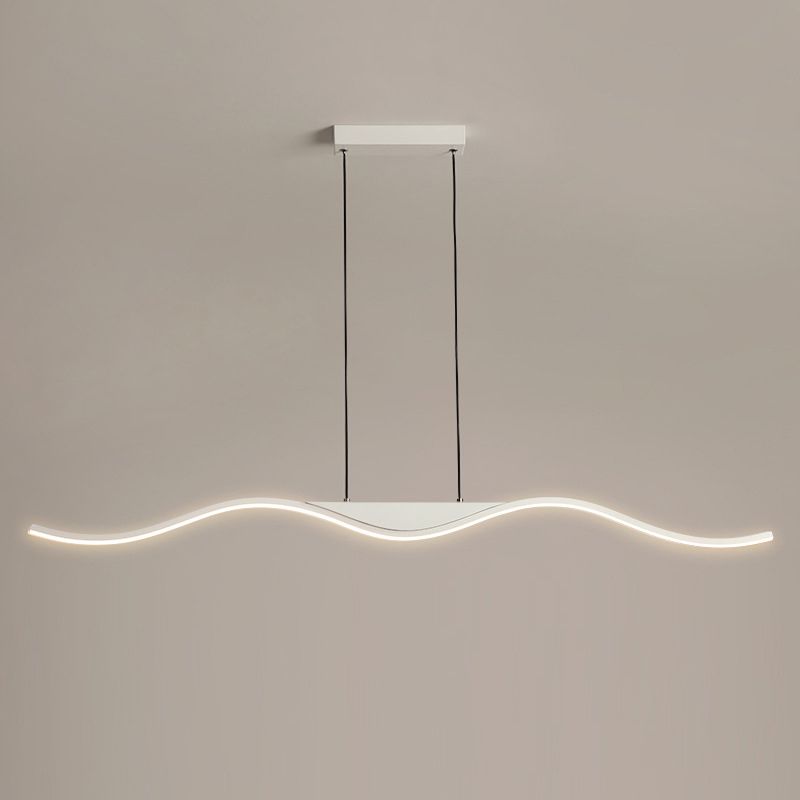 Single White Contemporary Kitchen Island Lighting LED Metallic Ceiling Light