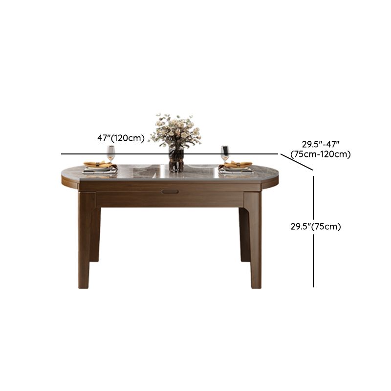 Round Modern Stone Dining Table Extendable for Small Spaces in Grey