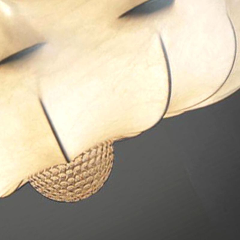 Silk White Pendant Light in Modern Unique Style Wrought Iron Hanging Light for Dining Room