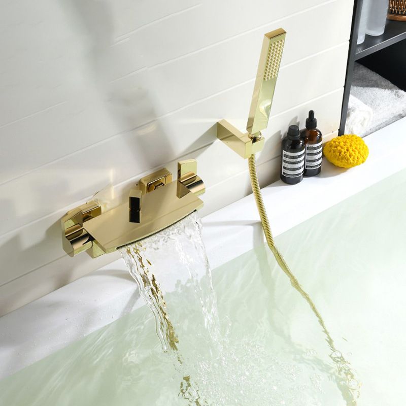 Wall Mounted Metal Tub Filler Low Arc Waterfall Bathroom Faucet