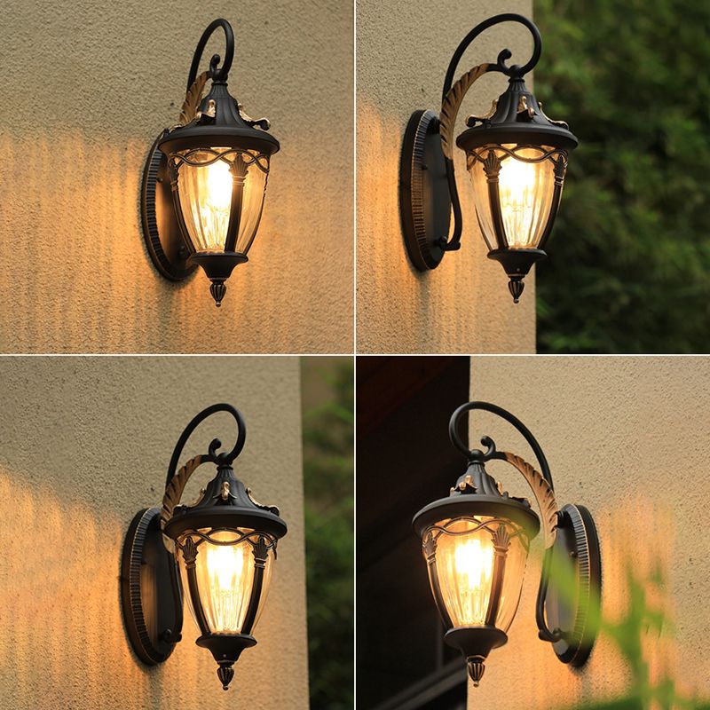 Teardrop Shaped Patio Wall Light Retro Clear Glass 1 Head Wall Mount Lighting Fixture