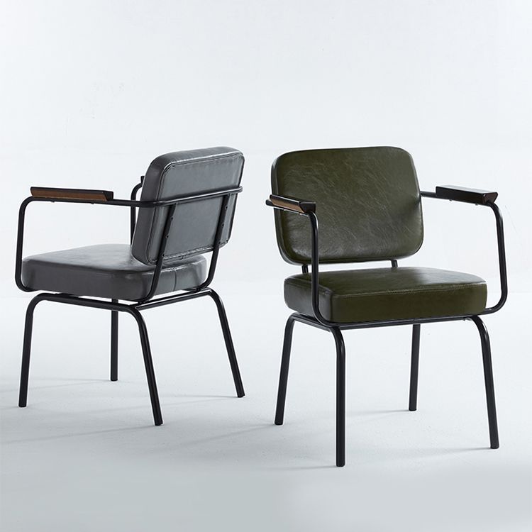 Industrial Style Metal Matte Finish Dinning Arm Chair Open Back Dining Chair