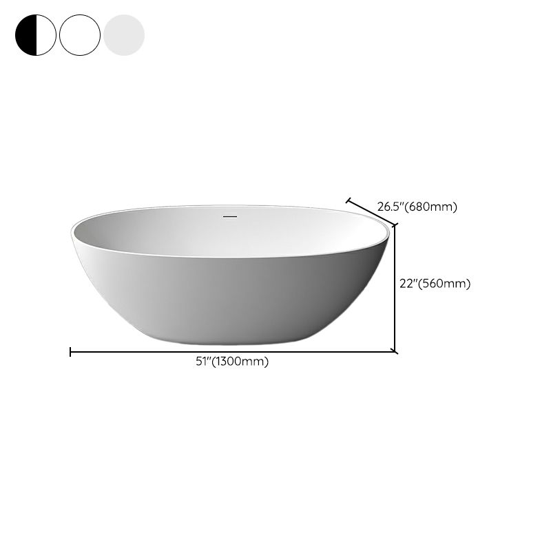 Modern Soaking Freestanding Bath Tub Stone Oval Bathtub with Overflow Trim
