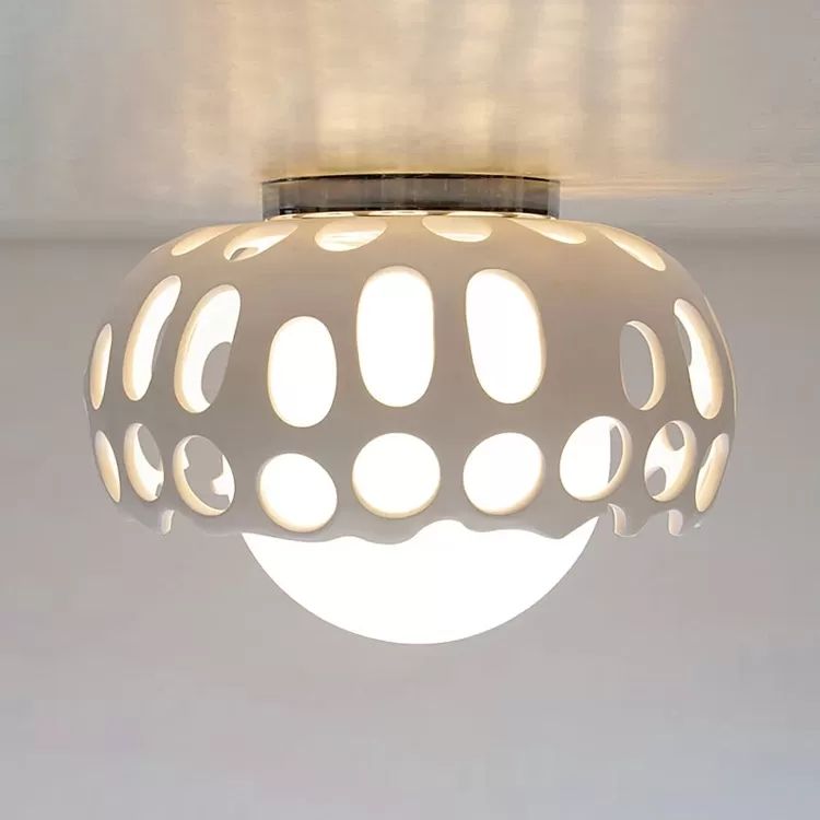 Baby Bedroom Mushroom Ceiling Mount Light Metal Creative White Finish Ceiling Lamp