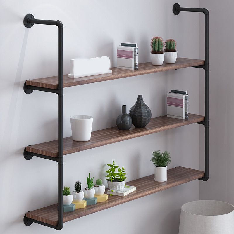 Industrial Closed Back Bookshelf Floating Wooden Natural Bookcase