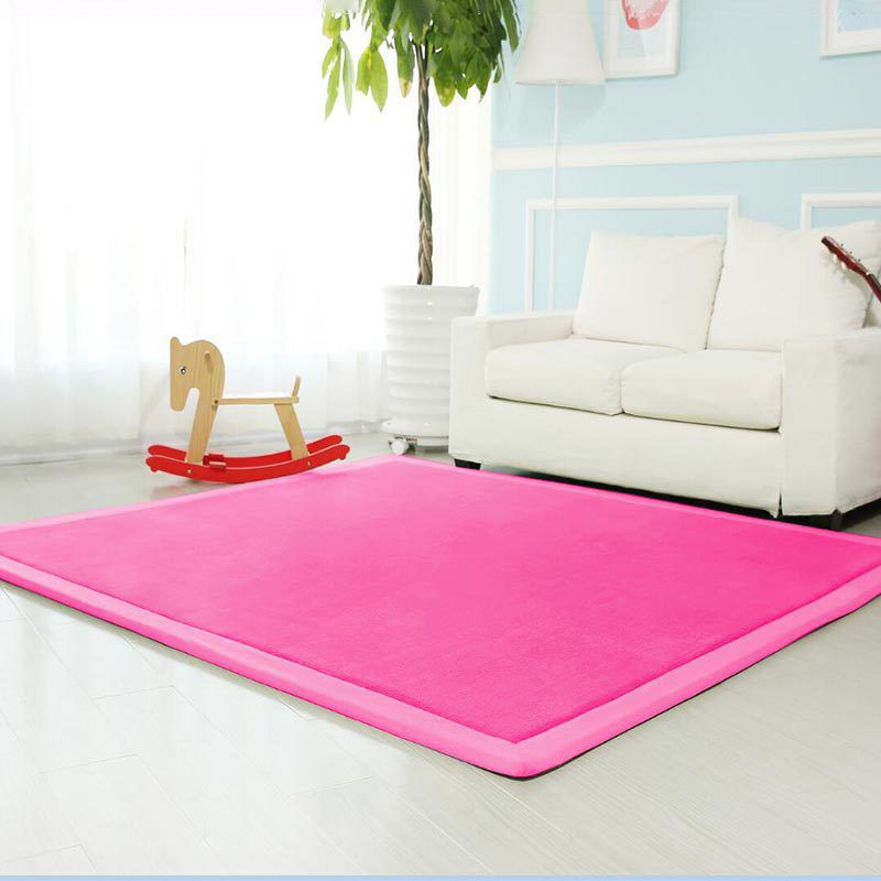 Minimalist Plain Shag Rug Polyester Indoor Carpet Non-Slip Backing Area Carpet for Living Room