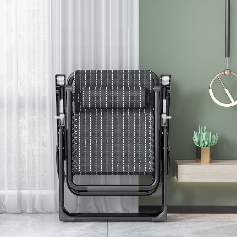 Contemporary Style Standard Recliner Metal Plaid Foldable Chair