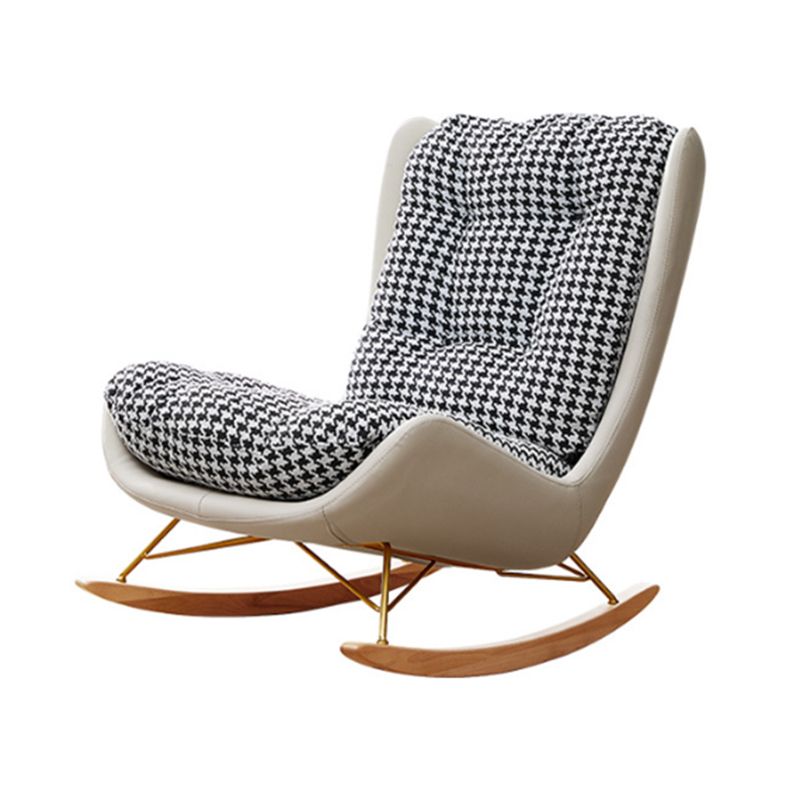 Modern Rocking Chair Wooden Rocking Accent Chair with Tufted