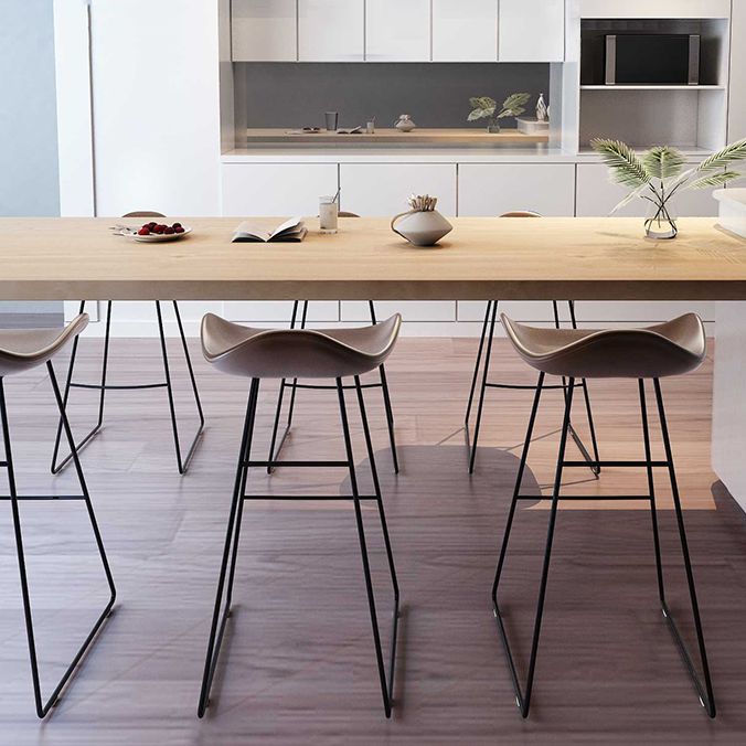 Industrial Armless Bucket Counter Stool Faux Leather Bar Chair with Metal Legs