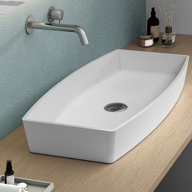 Modern Bathroom Sink Man Made Rock Rectangular Vessel Lavatory Sink(Not Included Faucet)