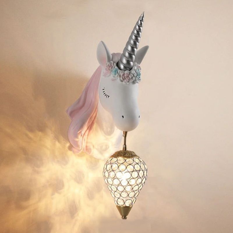 Applexion murale en forme de licorne en forme de luminaire mural en verre