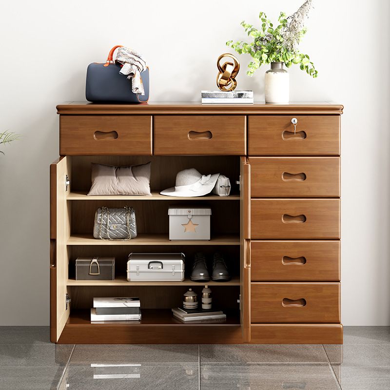 Contemporary Rectangle Accent Cabinet with Drawers Wood Storage Cabinet