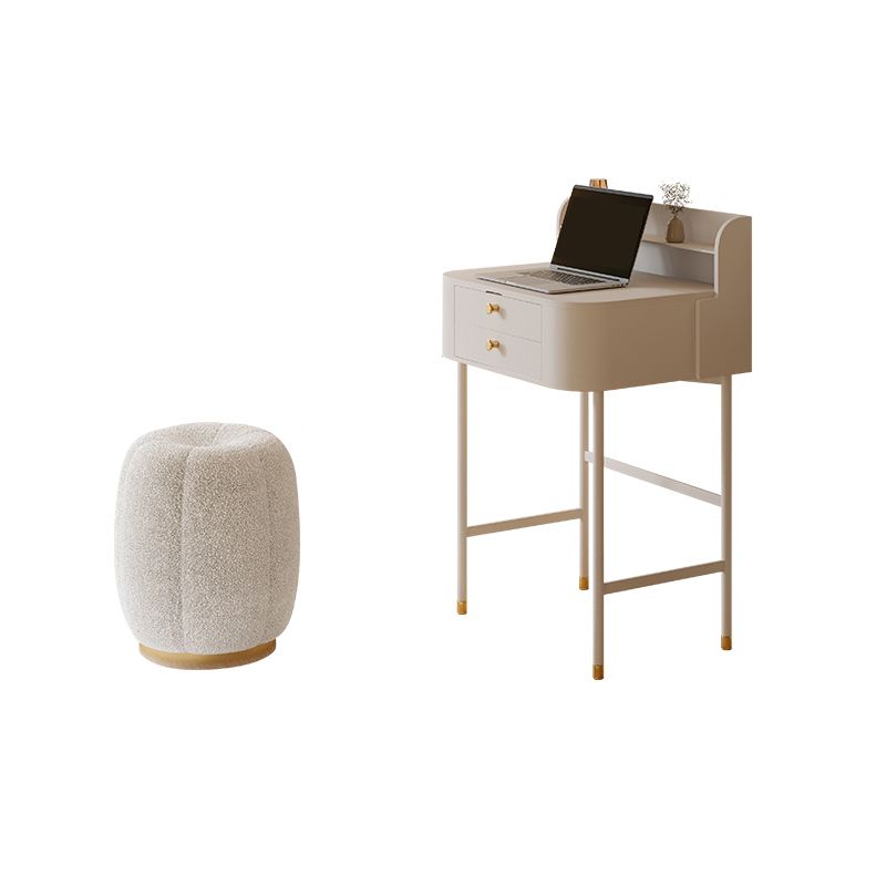 2 Drawers Solid Wood Make-up Vanity in White Glam Style with Mirror