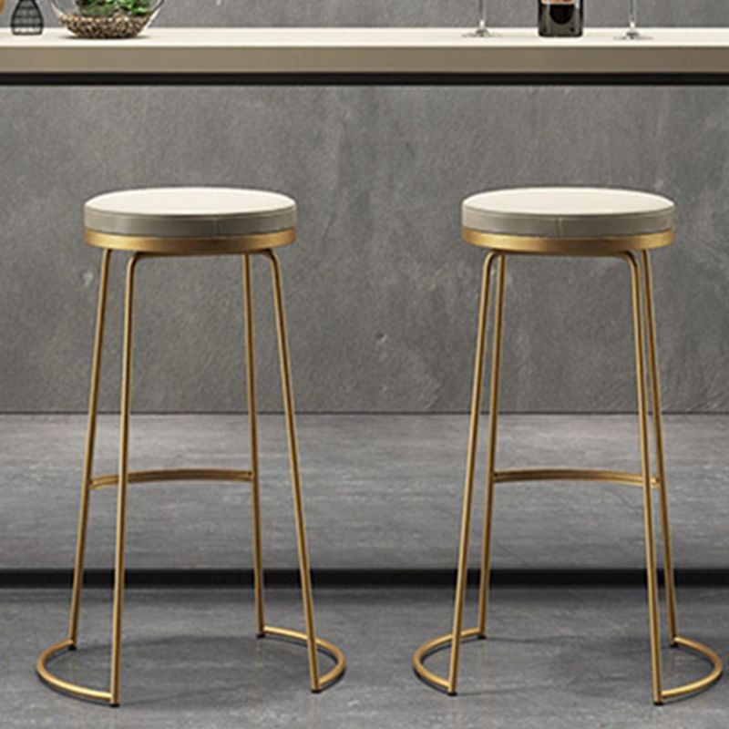 Modern Backless Counter Stool Upholstered Bar Stool with Metal Base