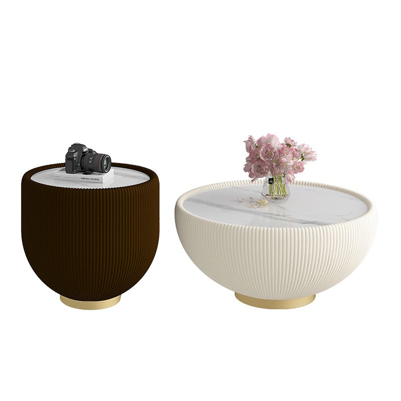 Glam Cocktail Table White Round Pedestal Coffee Cocktail Table