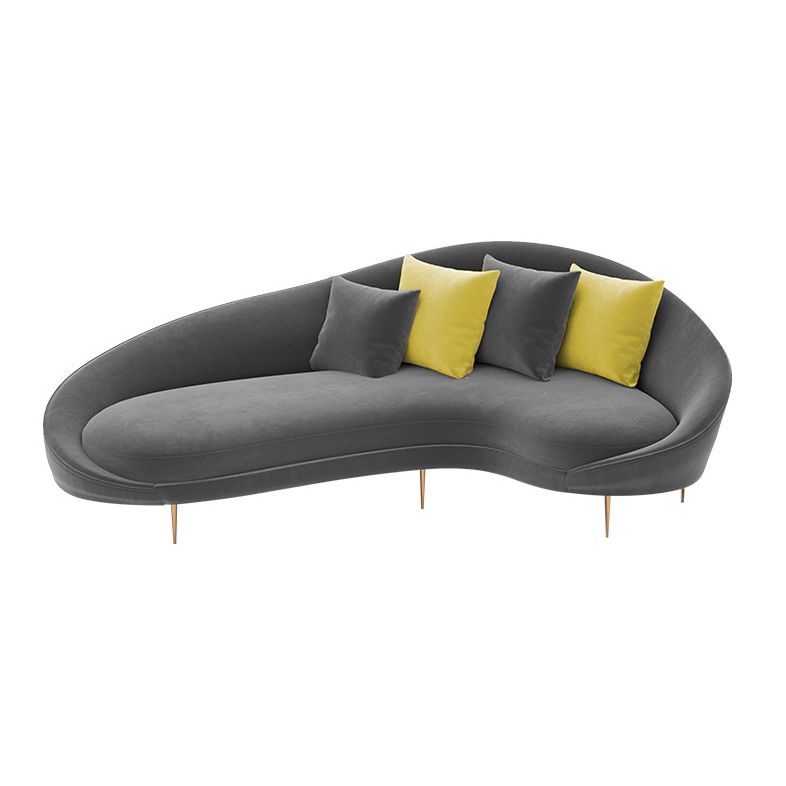 Contemporary 33.46" H Velvet Solid Color Curved Slope Arm Sofa