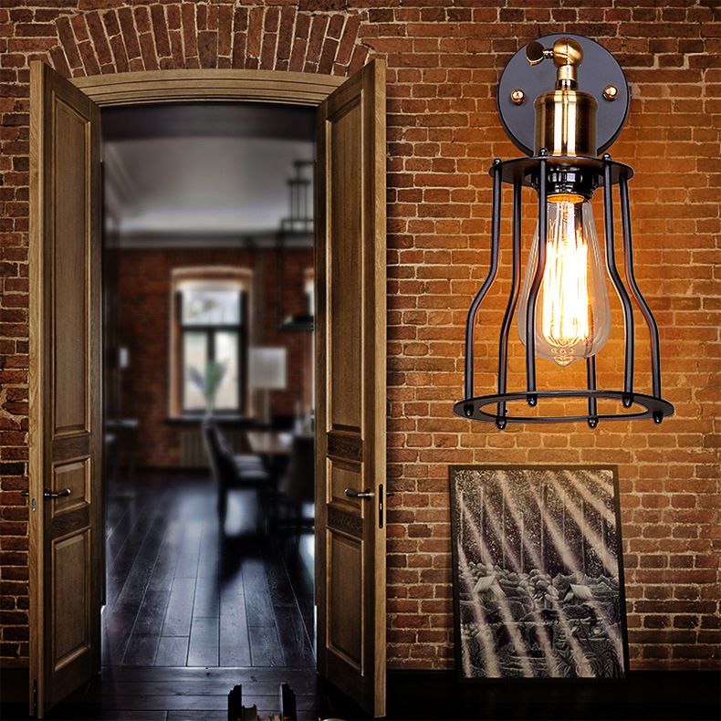 Innen- oder Outdoor -Wandleuchte Vintage Industrial Wall Light im Metallkäfig