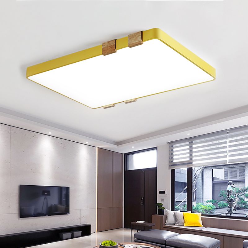 Fixation rectangulaire Plafond Nordique Acrylique 1-Rose légère / jaune / Bleu Flush Mount Lamp in Warm / White Light