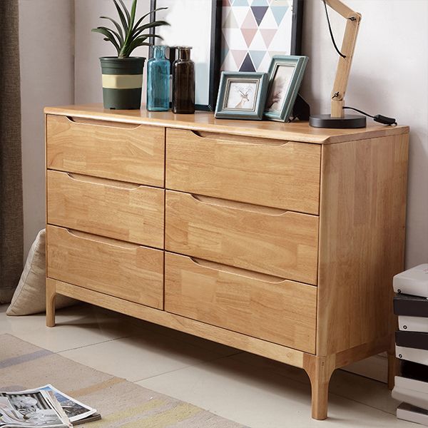Mid-Century Modern Accent Chest with Straight Legs in Rubberwood