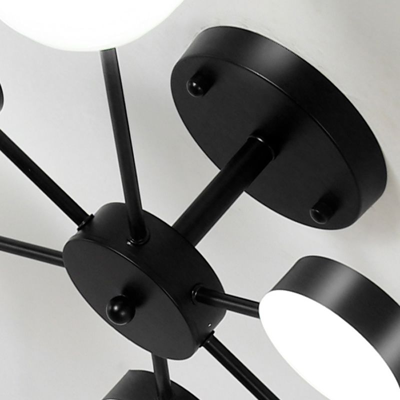 Industrial Starburst Flush Mount Ceiling Light Glass Multiple-Light Flush Mount in Black