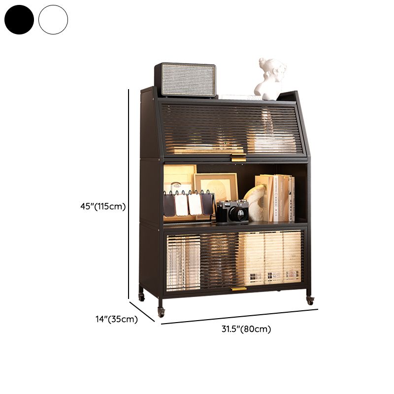 Standard Bookcase Metal Glam Closed Back Bookshelf with Shelves