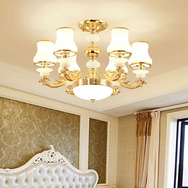 Knop schaduw wit glas ophanging licht retro stijl woonkamer kroonluchter verlichting