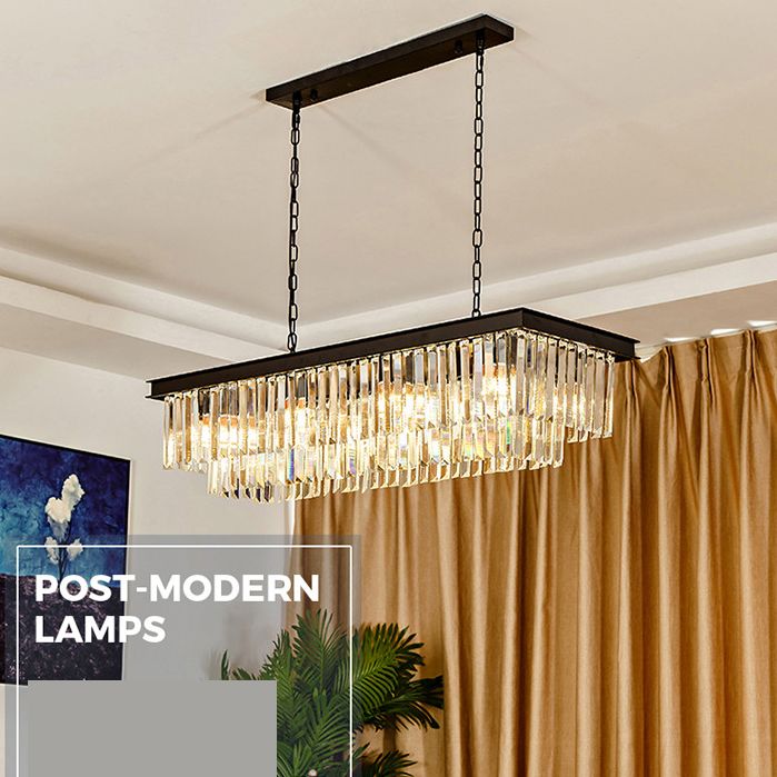 Rectángulo Crystal Island Pense lineal Luces de araña de la isla de la sala de estar moderna