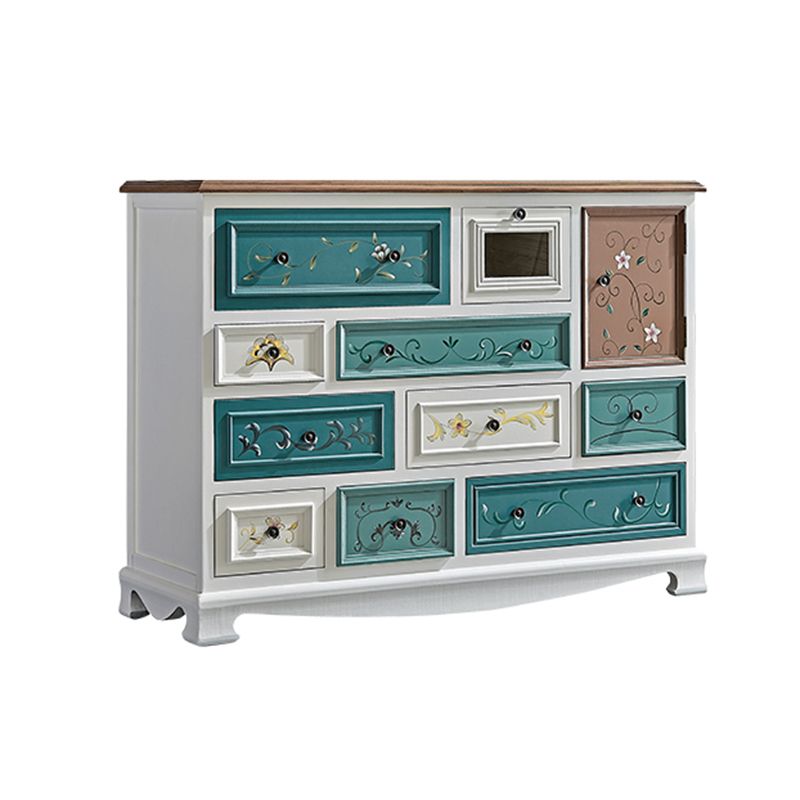 Nautical Bedroom Wooden Storage Chest Horizontal Chest with 10 Drawers