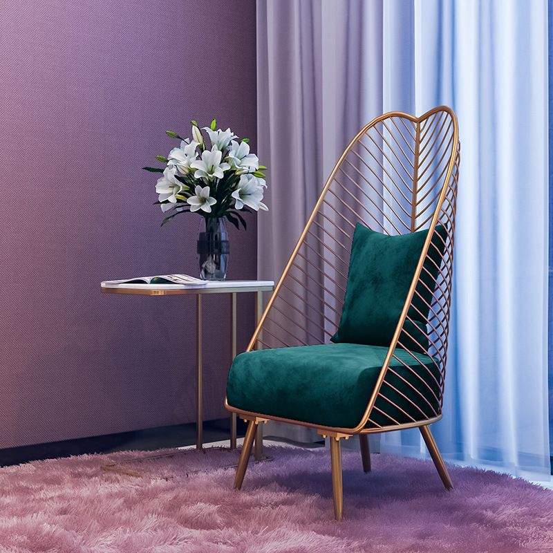 Glam Style Armless with Pillow Back Cushioned Metal Base Accent Chair