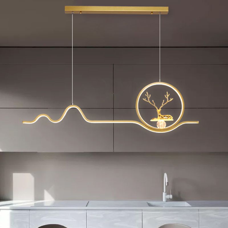 Linear Shape Island Lights Modern Style Metal 2-Light Pendant Lighting Fixtures