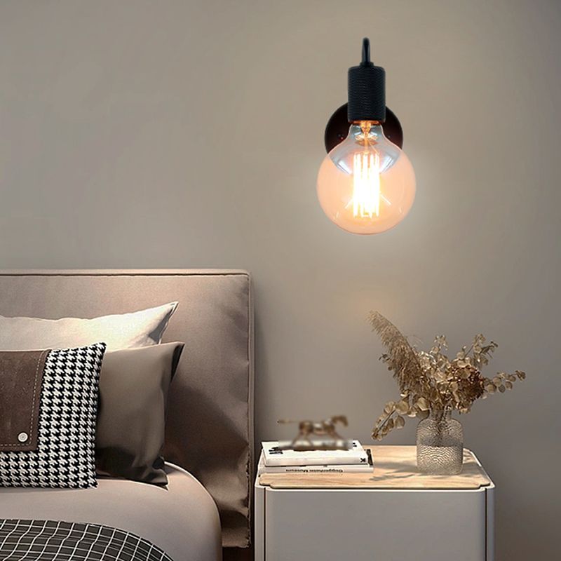 1 Light Wall Mount Light Fixture Industrial Wall Mounted Lighting in Black Fixture